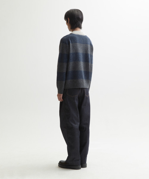NONBLANK(ノンブランク)の「ストライプウールカラーニット_GREY(ニット/セーター・メンズ・その他・MEDIUM/LARGE/X-LARGE)」の5枚目の写真