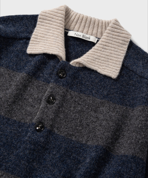 NONBLANK(ノンブランク)の「ストライプウールカラーニット_GREY(ニット/セーター・メンズ・その他・MEDIUM/LARGE/X-LARGE)」の6枚目の写真