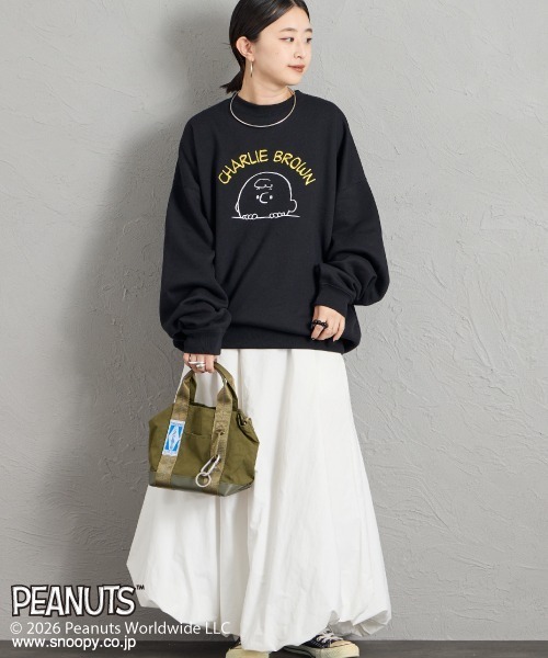 PEANUTS（ピーナッツ）の「【FUDGE 10月号掲載】[PEANUTS×JEANS FACTORY/ピーナッツ×ジーンズ ファクトリー] 別注 チャーリー・ブラウン / サガラ刺繍クルーネックスウェット（スウェット・レディース・グレー/オフホワイト/ブラック・L/M/S）」の19枚目の写真