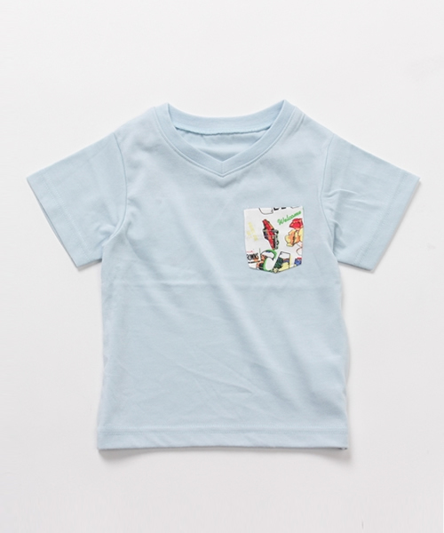 RODEO CROWNS WIDE BOWL（ロデオクラウンズワイドボウル）の「キッズ CALHD Vネック 柄ポケ Tシャツ（Tシャツ/カットソー・キッズ・ブラック/サックスブルー/ネイビー/ホワイト・X-SMALL/MEDIUM/LARGE/SMALL）」の4枚目の写真