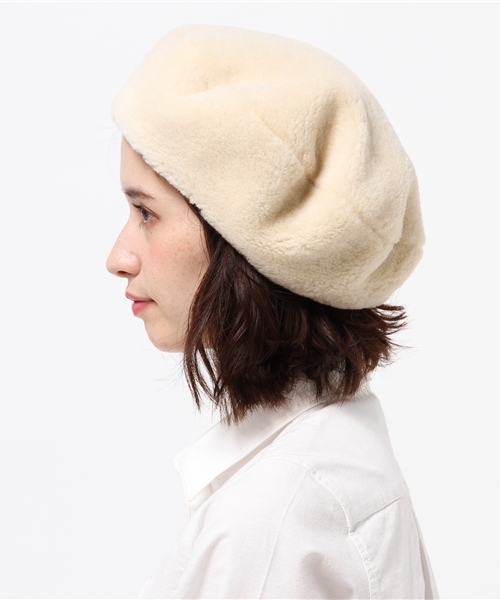 WEGO（ウィゴー）の「WEGO/ボアベレー（ハンチング/ベレー帽・レディース・ブラック/オフホワイト・FREE）」の3枚目の写真