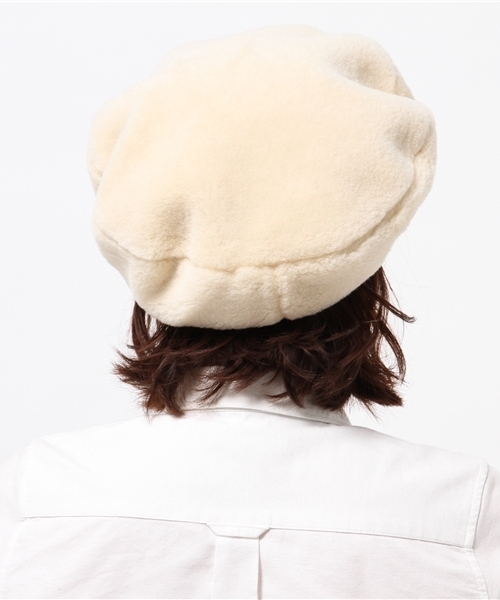 WEGO（ウィゴー）の「WEGO/ボアベレー（ハンチング/ベレー帽・レディース・ブラック/オフホワイト・FREE）」の4枚目の写真