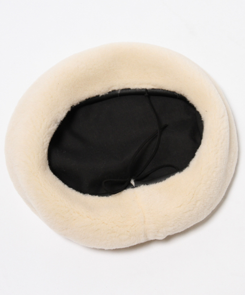 WEGO（ウィゴー）の「WEGO/ボアベレー（ハンチング/ベレー帽・レディース・ブラック/オフホワイト・FREE）」の5枚目の写真