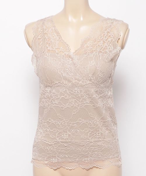 Auntie Rosa（アンティローザ）の「【AUNT MARIE'S】総レースカップインナー（タンクトップ・レディース・ホワイト/ライトグレー/ブラック/ボルドー/ライトブルー/ベージュ・FREE）」の4枚目の写真