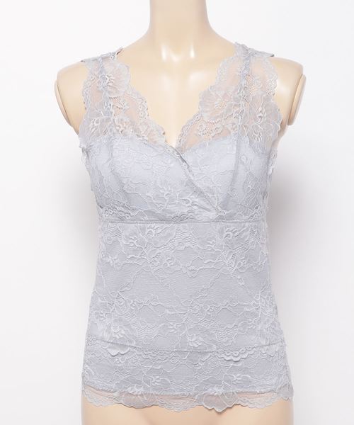 Auntie Rosa（アンティローザ）の「【AUNT MARIE'S】総レースカップインナー（タンクトップ・レディース・ホワイト/ライトグレー/ブラック/ボルドー/ライトブルー/ベージュ・FREE）」の5枚目の写真