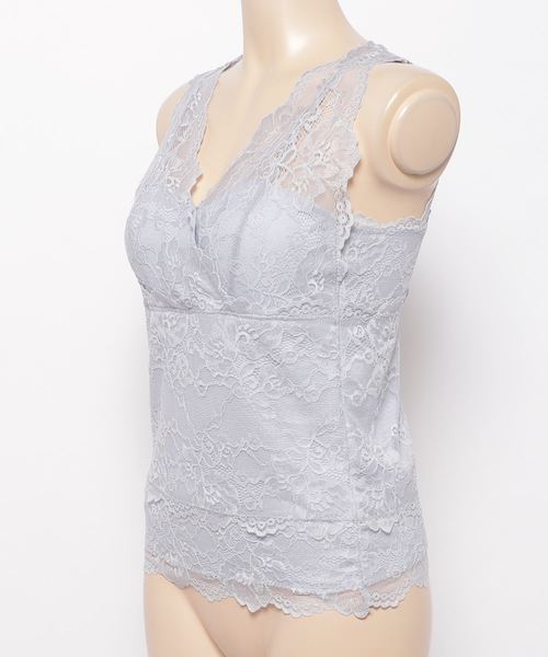 Auntie Rosa（アンティローザ）の「【AUNT MARIE'S】総レースカップインナー（タンクトップ・レディース・ホワイト/ライトグレー/ブラック/ボルドー/ライトブルー/ベージュ・FREE）」の7枚目の写真