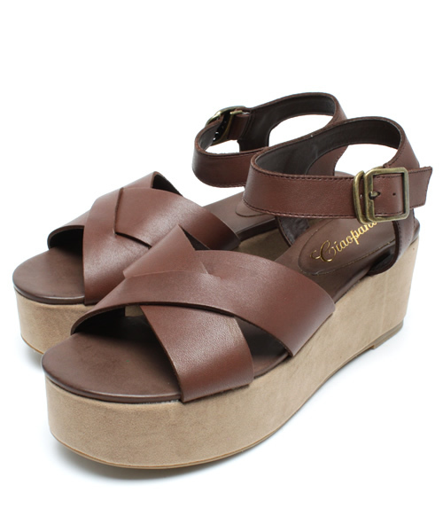 CIAOPANIC（チャオパニック）の「表革クロスサンダル（サンダル・レディース・キャメル/ブラウン/ブラック・22.5cm/23.5cm/24.5cm）」の6枚目の写真