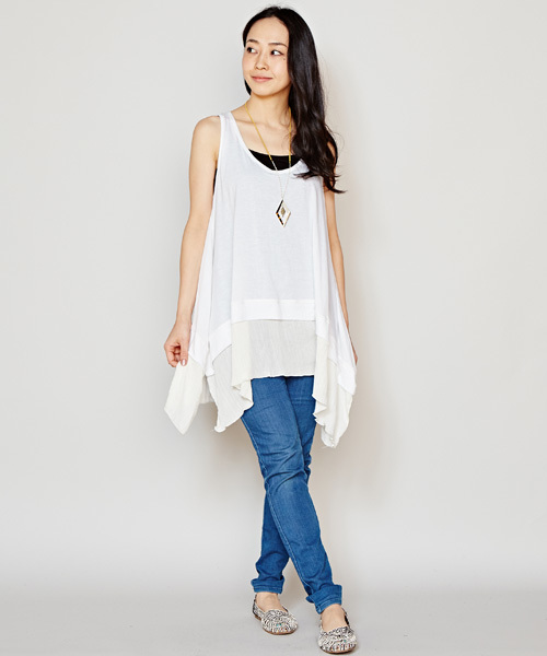 チャイハネ(チャイハネ)の「【チャイハネ】yul レイヤードタンクトップ(タンクトップ・レディース・ブルー/ブラック/ベージュ/ホワイト/ダークブルー/オレンジ/パープル/グリーン/イエロー・FREE)」の16枚目の写真