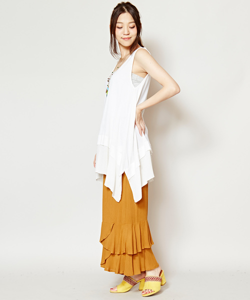 チャイハネ(チャイハネ)の「【チャイハネ】yul レイヤードタンクトップ(タンクトップ・レディース・ブルー/ブラック/ベージュ/ホワイト/ダークブルー/オレンジ/パープル/グリーン/イエロー・FREE)」の21枚目の写真