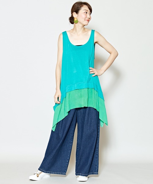 チャイハネ(チャイハネ)の「【チャイハネ】yul レイヤードタンクトップ(タンクトップ・レディース・ブルー/ブラック/ベージュ/ホワイト/ダークブルー/オレンジ/パープル/グリーン/イエロー・FREE)」の22枚目の写真