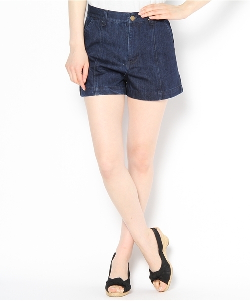 Chico（チコ）の「ハイウエストデニムショーツ（デニムパンツ・レディース・ネイビー/ホワイト/ブルー・MEDIUM/X-SMALL/SMALL）」の3枚目の写真