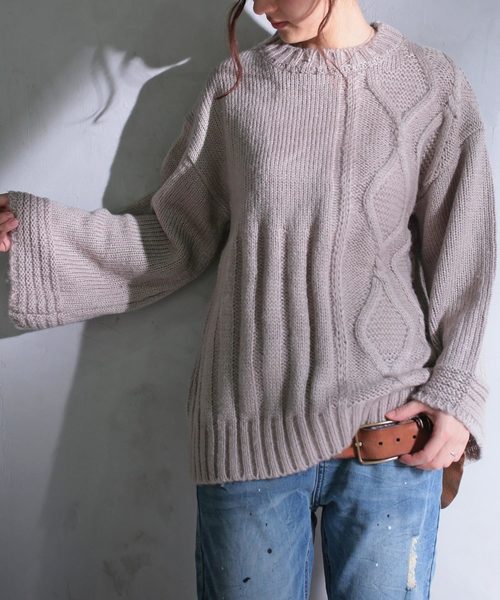 antiqua（アンティカ）の「柄編みニット（ニット/セーター・レディース・ベージュ・FREE）」の8枚目の写真
