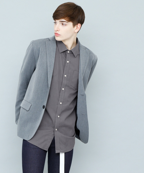 EMMA CLOTHES（エマクローズ）の「LINEN×COTTONオーバーサイズレギュラーカラーシャツ（シャツ/ブラウス・メンズ・チャコール/ブラック/ブルー/オフホワイト/ネイビー/ベージュ/ダークグリーン・L/M/S）」の13枚目の写真