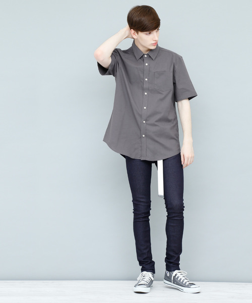 EMMA CLOTHES（エマクローズ）の「LINEN×COTTONオーバーサイズレギュラーカラーシャツ（シャツ/ブラウス・メンズ・チャコール/ブラック/ブルー/オフホワイト/ネイビー/ベージュ/ダークグリーン・L/M/S）」の14枚目の写真