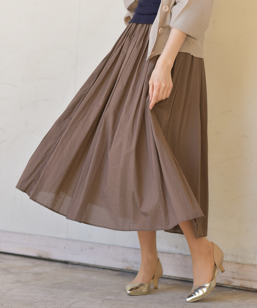 rps(アールピーエス)の「コットンボイルロングスカート(スカート・レディース・ベージュ/イエロー/アイボリー/ピンク/グレー/ネイビー/グリーン/ラベンダー/ダークグリーン/マスタード/チャコールグレー/ブラウン/ピンク系その他/ブラック/オレンジ系その他/ブルー/ブルー系その他2/キャメル/ピンクベージュ/レッド/ダークベージュ/カーキ/グレー系その他3/ダークパープル/カーキブラウン/ミント/パープル・M)」の7枚目の写真