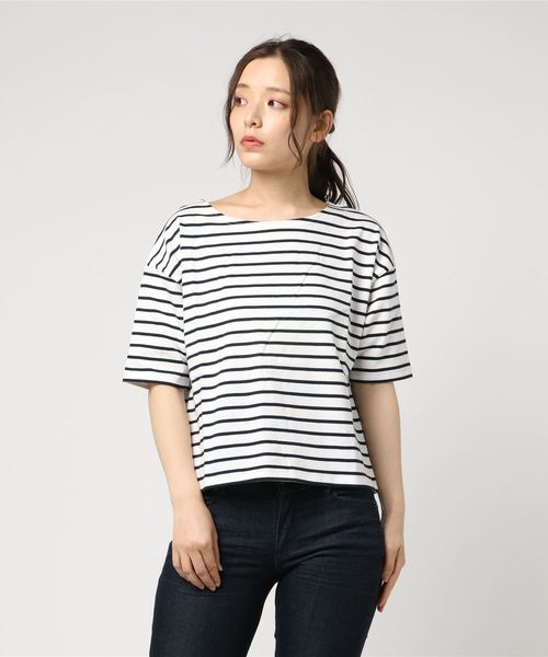 earth music&ecology（アースミュージックアンドエコロジー）の「ボーダーボーダー半袖ボートネックプルオーバー（Tシャツ/カットソー・レディース・ネイビー/グリーン/マスタード/ラベンダー/ダークブルー/オレンジ系その他・M/L）」の19枚目の写真