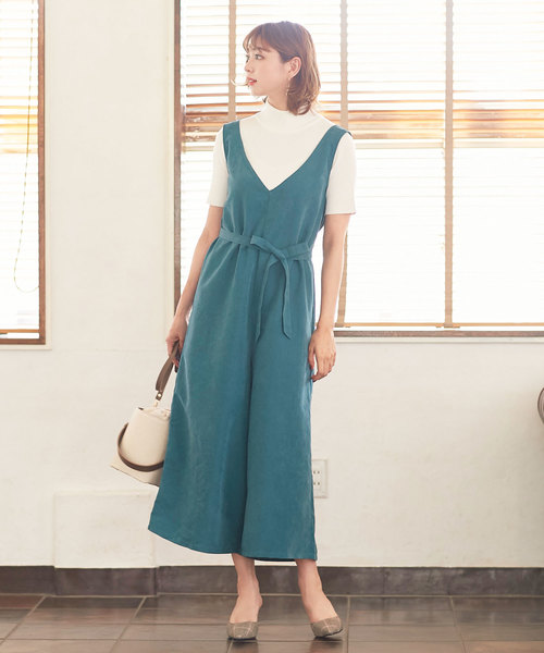 KOBE LETTUCE（コウベレタス）の「バックドレープフェイクスエードオールインワン＊レディース/ワンピース/サロペット[E1895]神戸レタス（つなぎ/オールインワン・レディース・パープル/ブルーグリーン/チャコールグレー/グレイッシュベージュ・FREE）」の7枚目の写真