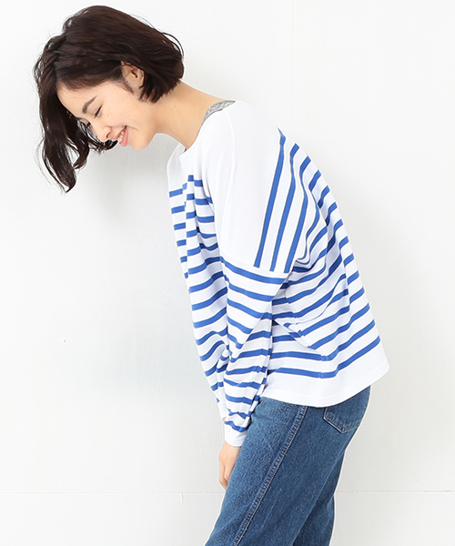 BEAMS BOY（ビームスボーイ）の「BEAMS BOY / ナバルボーダー ビッグボートネック（Tシャツ/カットソー・レディース・ブルー・ONE SIZE）」の20枚目の写真