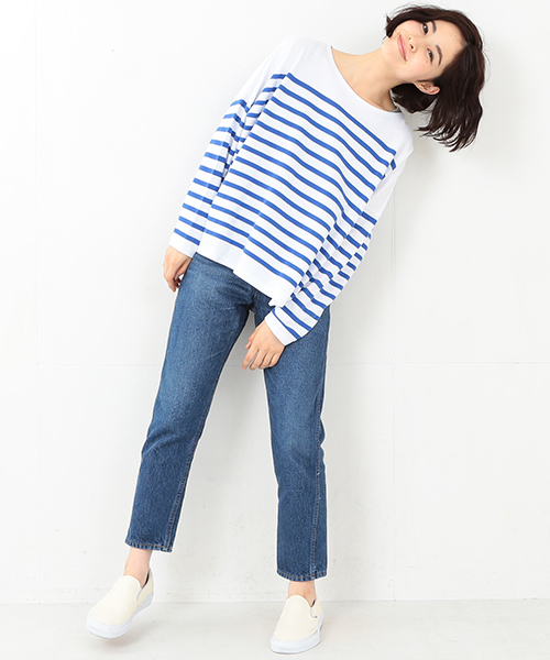 BEAMS BOY（ビームスボーイ）の「BEAMS BOY / ナバルボーダー ビッグボートネック（Tシャツ/カットソー・レディース・ブルー・ONE SIZE）」の18枚目の写真