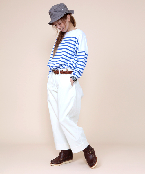 BEAMS BOY（ビームスボーイ）の「BEAMS BOY / ナバルボーダー ビッグボートネック（Tシャツ/カットソー・レディース・ブルー・ONE SIZE）」の7枚目の写真