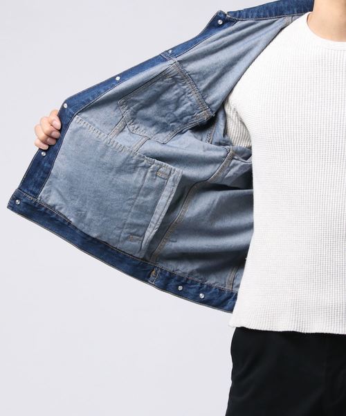 WEGO（ウィゴー）の「WEGO/ビッグシルエットデニムジャケット（デニムジャケット・メンズ・インディゴブルー/ライトインディゴブルー・MEDIUM/LARGE）」の5枚目の写真