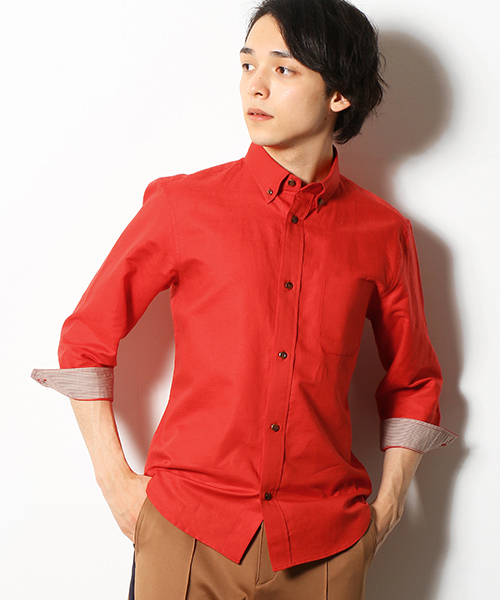 COMME CA COMMUNE(コムサコミューン)の「スーピマコットン 7分袖リネンシャツ(シャツ/ブラウス・メンズ・ホワイト/レッド/ネイビー/キャメル・LARGE/MEDIUM/X-LARGE/SMALL)」の4枚目の写真