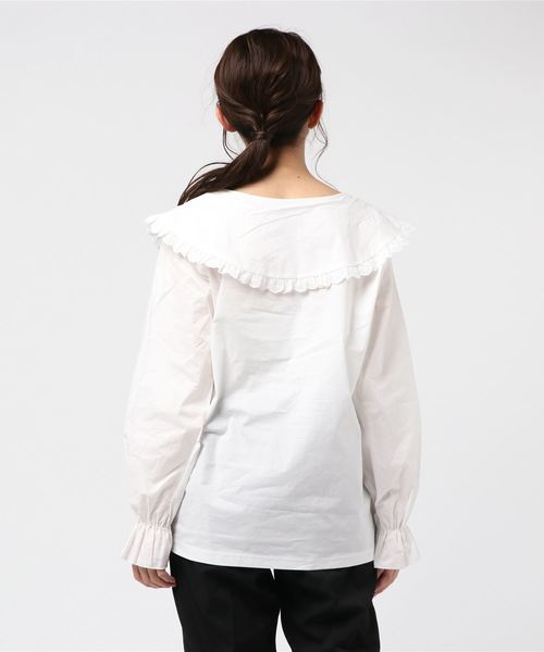 WEGO（ウィゴー）の「WEGO/フリルビッグカラーブラウス（シャツ/ブラウス・レディース・ホワイト/ライトベージュ・FREE）」の4枚目の写真