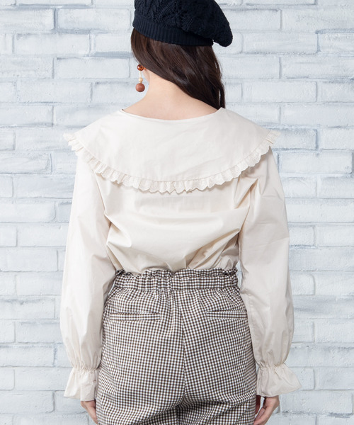 WEGO（ウィゴー）の「WEGO/フリルビッグカラーブラウス（シャツ/ブラウス・レディース・ホワイト/ライトベージュ・FREE）」の10枚目の写真