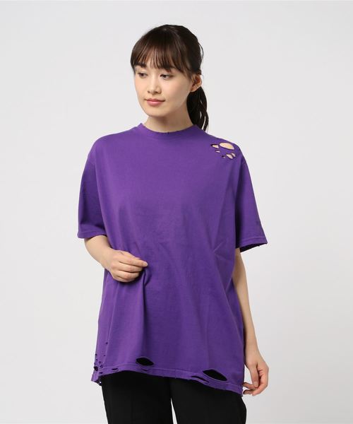 PUNYUS(プニュズ)の「クラッシュTシャツ(Tシャツ/カットソー・レディース・ピンク/パープル/ホワイト/ブラック・3/4)」の4枚目の写真