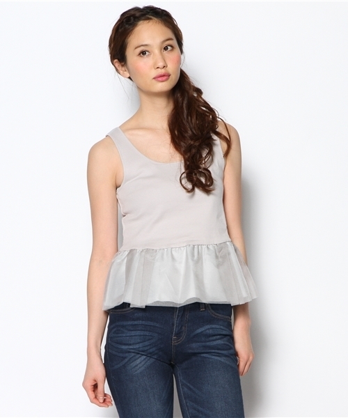 Another Edition（アナザーエディション）の「■AE ORGANDYペプラム T/TOP ◆（Tシャツ/カットソー・レディース・ホワイト/ブラック/ライトグレー・フリー）」の3枚目の写真