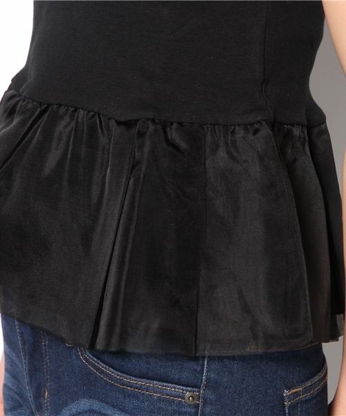 Another Edition（アナザーエディション）の「■AE ORGANDYペプラム T/TOP ◆（Tシャツ/カットソー・レディース・ホワイト/ブラック/ライトグレー・フリー）」の8枚目の写真