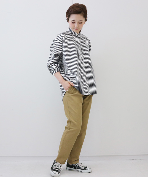 AMERICAN HOLIC（アメリカンホリック）の「綿ツイルテーパードパンツ＊（チノパンツ・レディース・チャコールグレー/ベージュ/グレー/カーキ・S/M/L/XS）」の8枚目の写真