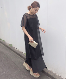 BELTED MESH DRESS