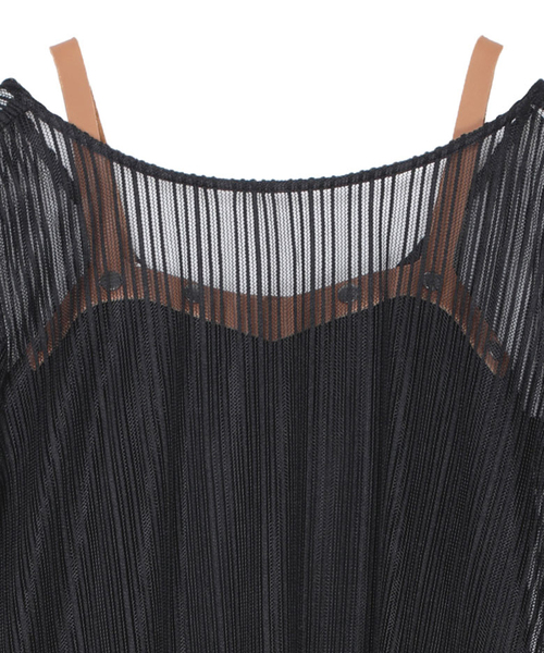 美品　AMERI　BELTED TUCK PLEATS DRESS　S グレー セール】BELTED MESH DRESS（ワンピース）｜Ameri（アメリ）の