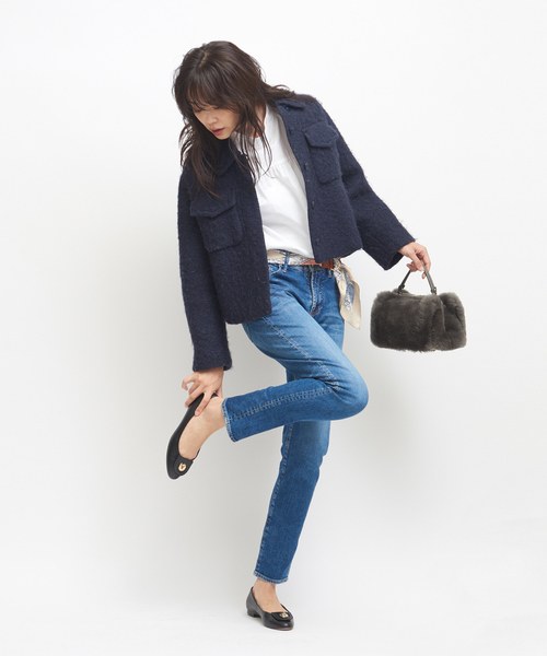 qualite（カリテ）の「アルパカアストラカンショートブルゾン（チェスターコート・レディース・オフホワイト/ライトグレー/ネイビー・36/38）」の11枚目の写真