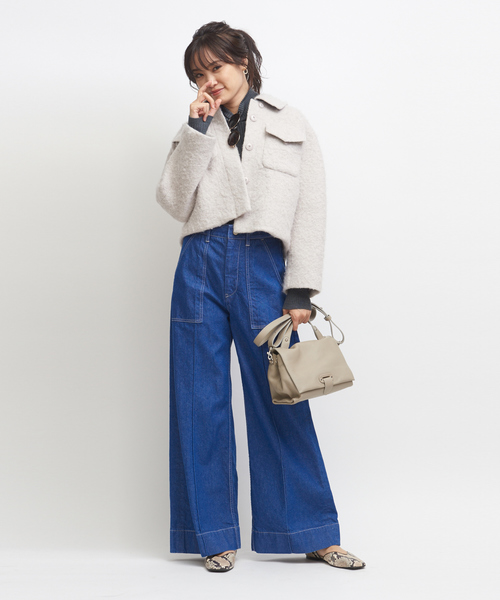 qualite（カリテ）の「アルパカアストラカンショートブルゾン（チェスターコート・レディース・オフホワイト/ライトグレー/ネイビー・36/38）」の15枚目の写真