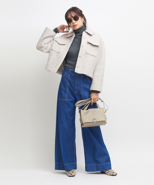 qualite（カリテ）の「アルパカアストラカンショートブルゾン（チェスターコート・レディース・オフホワイト/ライトグレー/ネイビー・36/38）」の16枚目の写真