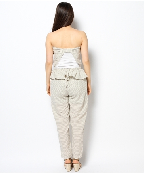 OUTLET(アウトレット)の「【Ciaopanic】ストライプ柄ペプラムサロペット(サロペット/オーバーオール・レディース・グレー・FREE)」の4枚目の写真