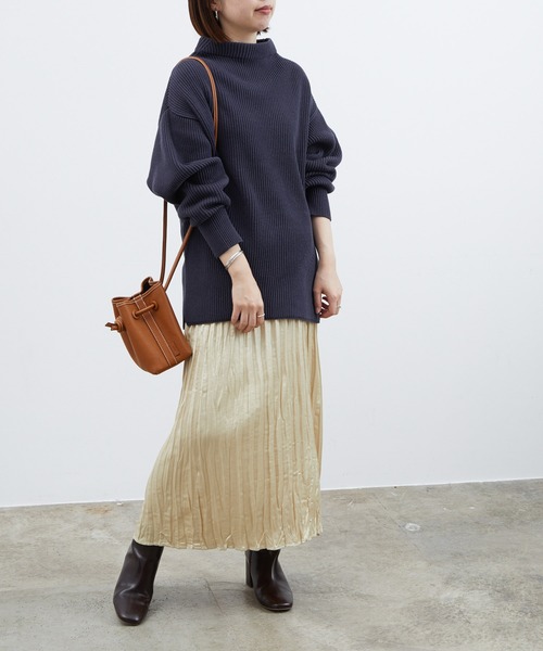 ADAM ET ROPE'（アダムエロペ）の「コットンアクリルルーズスリットプルオーバー（ニット/セーター・レディース・ホワイト/ネイビー・FREE）」の6枚目の写真