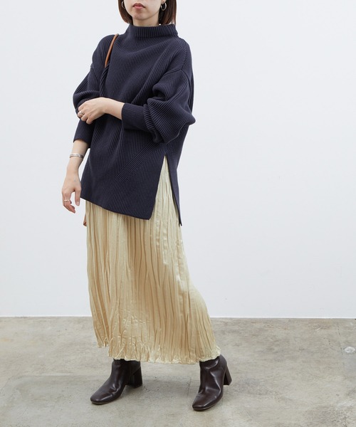 ADAM ET ROPE'（アダムエロペ）の「コットンアクリルルーズスリットプルオーバー（ニット/セーター・レディース・ホワイト/ネイビー・FREE）」の15枚目の写真