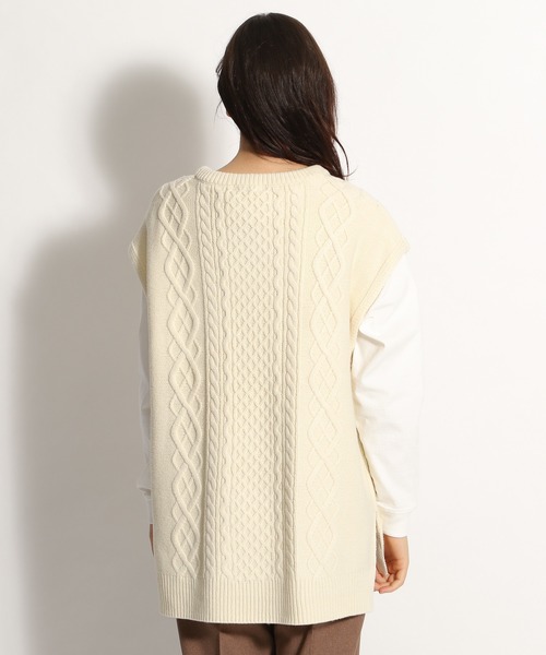 niko and...（ニコアンド）の「春ケーブルビッグベスト（ベスト・レディース・ネイビー/オフホワイト/イエロー・FREE）」の9枚目の写真