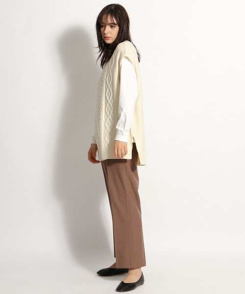 niko and...（ニコアンド）の「春ケーブルビッグベスト（ベスト・レディース・ネイビー/オフホワイト/イエロー・FREE）」の4枚目の写真