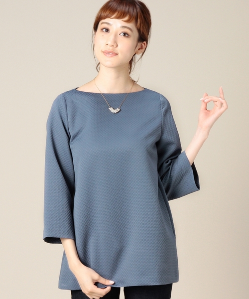 BEAUTY&YOUTH UNITED ARROWS（ビューティーアンドユースユナイテッドアローズ）の「BYBC ダイヤジャカードロング8分袖チュニック ◆（シャツ/ブラウス・レディース・ブラック/ライトグレー/コバルトブルー・フリー）」の3枚目の写真