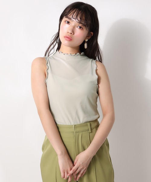 one after another NICE CLAUP（ワンアフターアナザーナイスクラップ）の「メロープチハイネックインナー（タンクトップ・レディース・オフホワイト/シルバー/ミント/ベージュ系その他・FREE）」の3枚目の写真