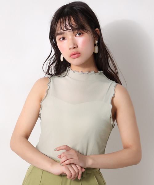 one after another NICE CLAUP（ワンアフターアナザーナイスクラップ）の「メロープチハイネックインナー（タンクトップ・レディース・オフホワイト/シルバー/ミント/ベージュ系その他・FREE）」の21枚目の写真