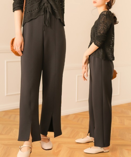 Bab（バブ）の「【WEB限定】ミニボンディングセンタースリットパンツ/フルレングスセンタープレスフレアパンツ（その他パンツ・レディース・ブラック/ホワイト系その他/グレー系その他・FREE）」の3枚目の写真