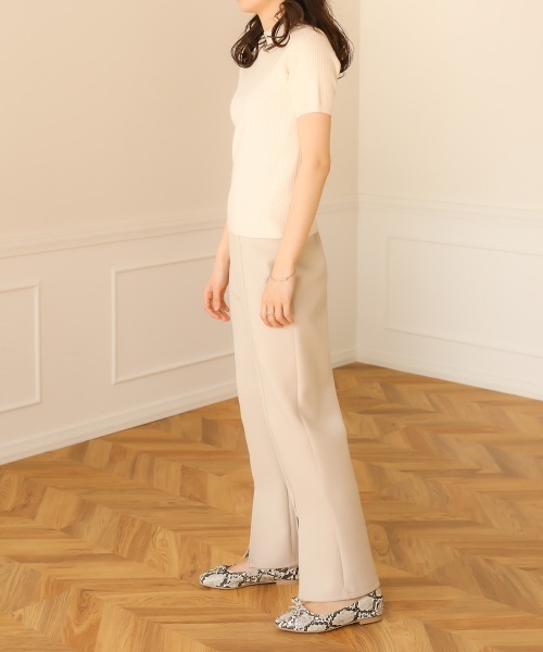 Bab（バブ）の「【WEB限定】ミニボンディングセンタースリットパンツ/フルレングスセンタープレスフレアパンツ（その他パンツ・レディース・ブラック/ホワイト系その他/グレー系その他・FREE）」の8枚目の写真