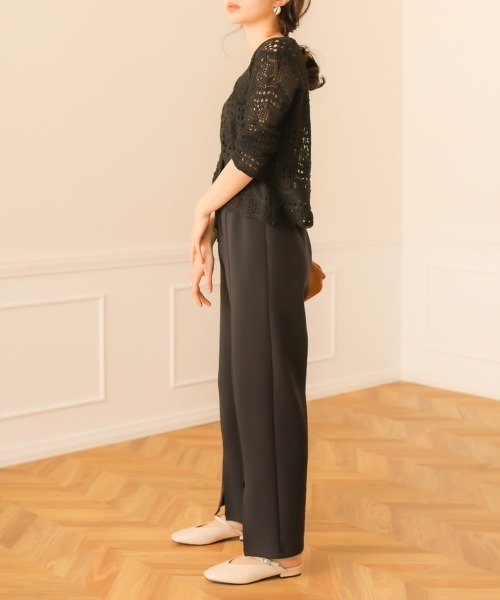 Bab（バブ）の「【WEB限定】ミニボンディングセンタースリットパンツ/フルレングスセンタープレスフレアパンツ（その他パンツ・レディース・ブラック/ホワイト系その他/グレー系その他・FREE）」の15枚目の写真