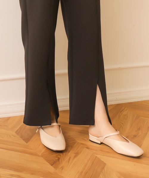 Bab（バブ）の「【WEB限定】ミニボンディングセンタースリットパンツ/フルレングスセンタープレスフレアパンツ（その他パンツ・レディース・ブラック/ホワイト系その他/グレー系その他・FREE）」の16枚目の写真