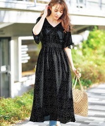【新色追加】夏にぴったり。フレアースリーブカシュクールプリントワンピース